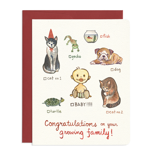 Cat Dog Baby-- Greeting Card